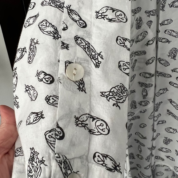 Tulip Demi Button Down Top, Owl Print, Size Large - Picture 3 of 7